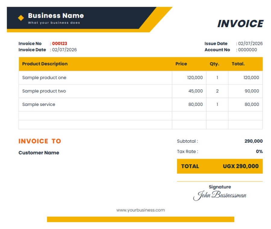 Amber Invoice