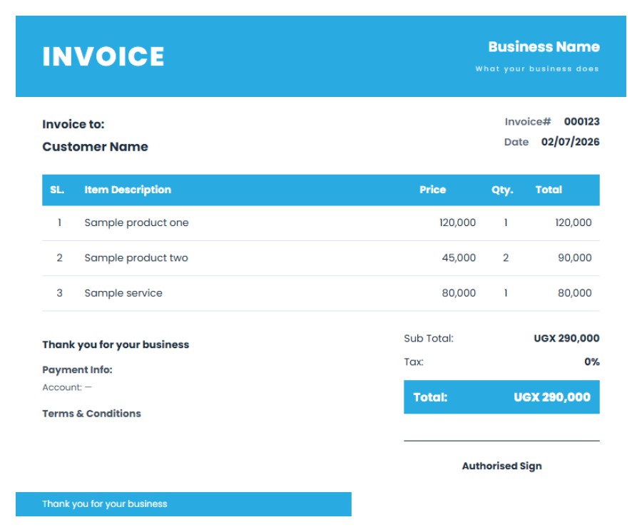 Sky Invoice